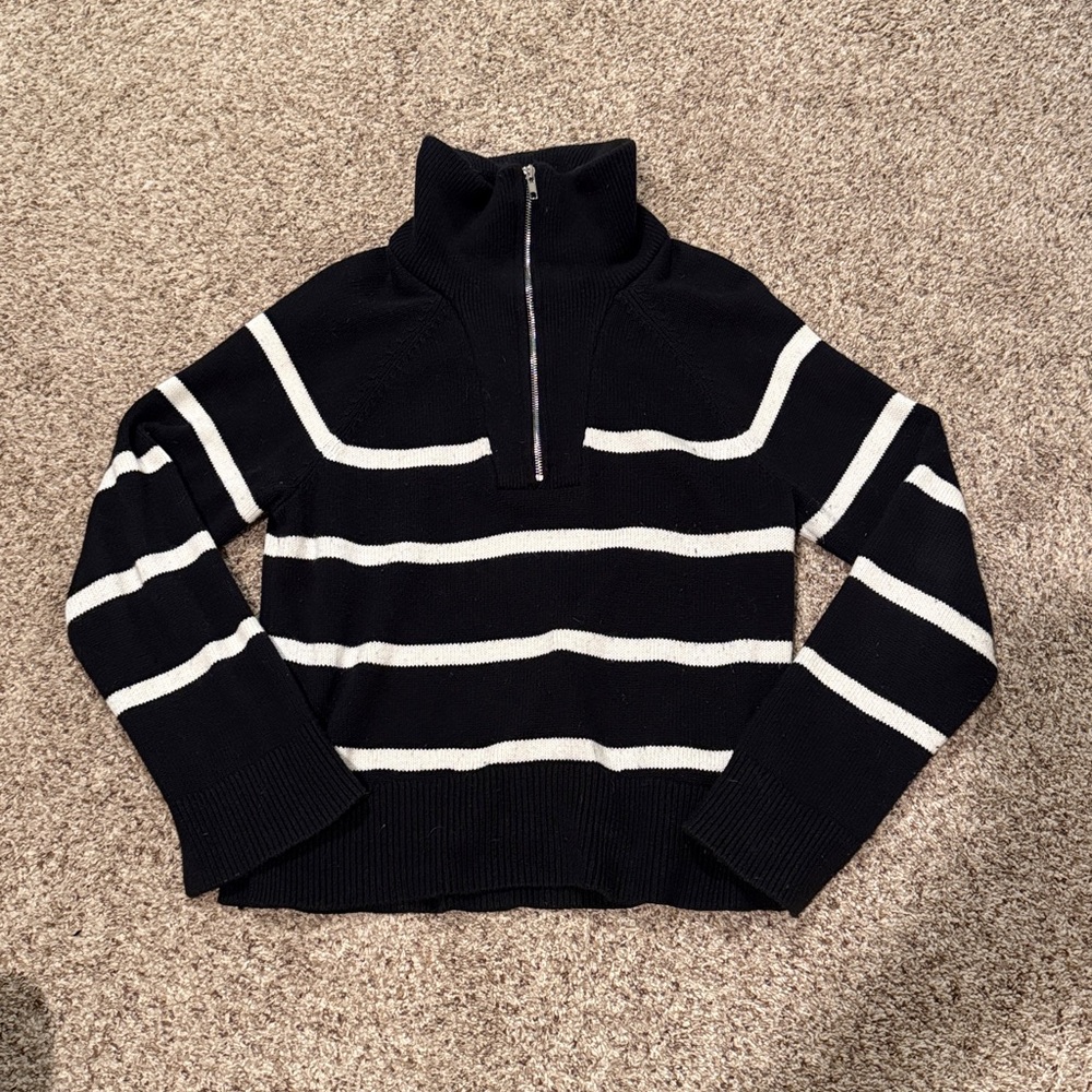 Abercrombie Striped Quarter Zip Sweater